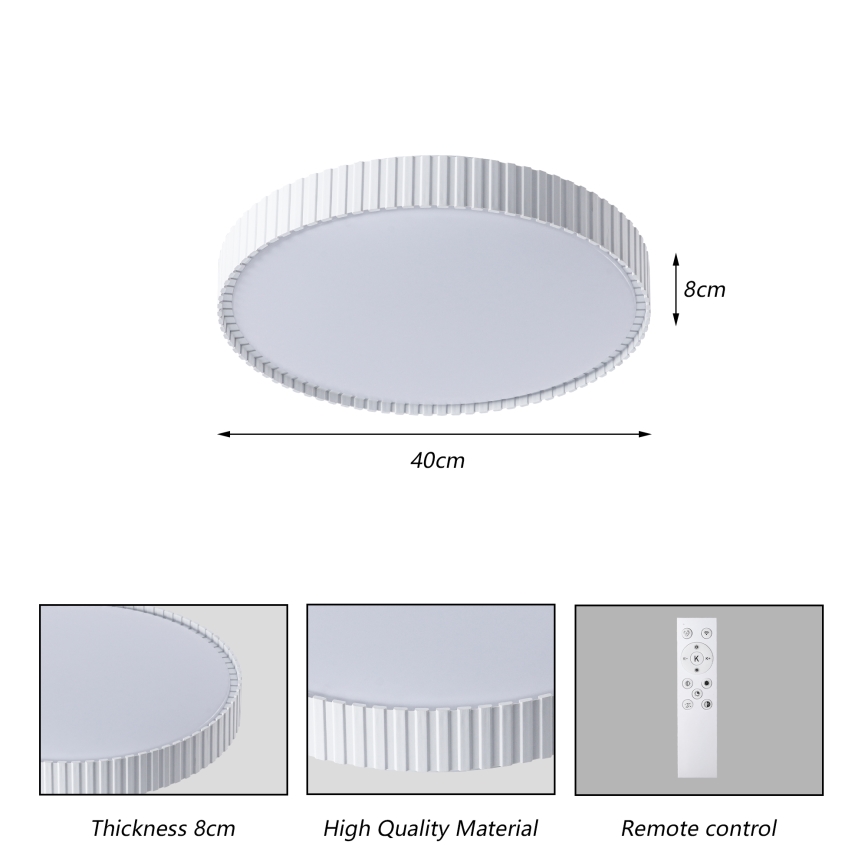 Brilagi - LED-himmennettävä kattovalaisin CORVO LED/54W/230V 3000-6000K valkoinen Ø 40 cm + kaukosäädin