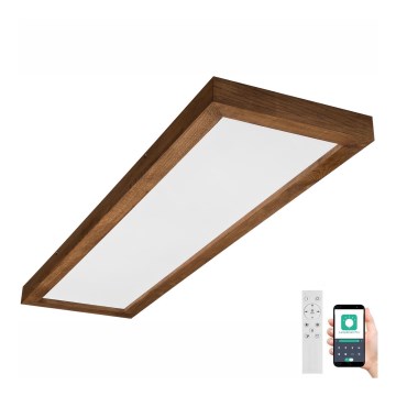 Brilagi - Himmennettävä kylpyhuoneen LED-kattovalaisin WOODY FRAME LED/50W/230V tammi kirsikka 120x30 cm 3000-6000K IP44 + kauko-ohjaus