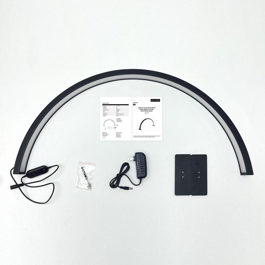 Brilagi - Himmennettävä LED-kaareva pöytävalaisin RADIO LED/30W/24/230V 3000/4000/6500K musta