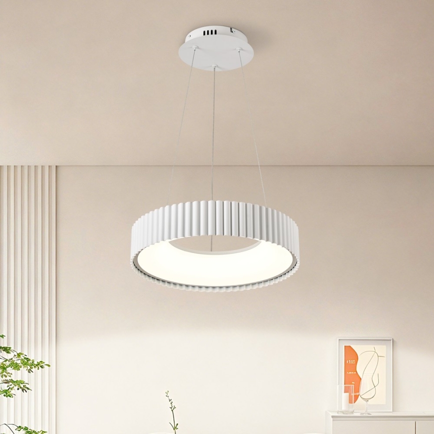 BRILAGI - LED-himmennettävä riippuvalaisin vaijerilla FALCON MODERN LED/30W/230V 3000–6000K halkaisija 40 cm, valkoinen + kaukosäädin