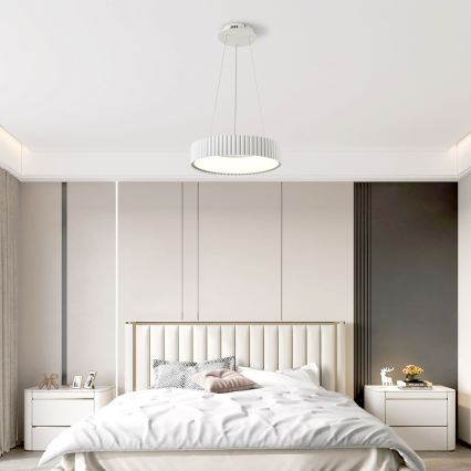 BRILAGI - LED-himmennettävä riippuvalaisin vaijerilla FALCON MODERN LED/30W/230V 3000–6000K halkaisija 40 cm, valkoinen + kaukosäädin