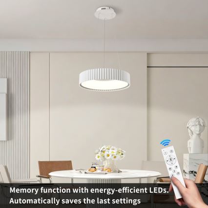 BRILAGI - LED-himmennettävä riippuvalaisin vaijerilla FALCON MODERN LED/30W/230V 3000–6000K halkaisija 40 cm, valkoinen + kaukosäädin