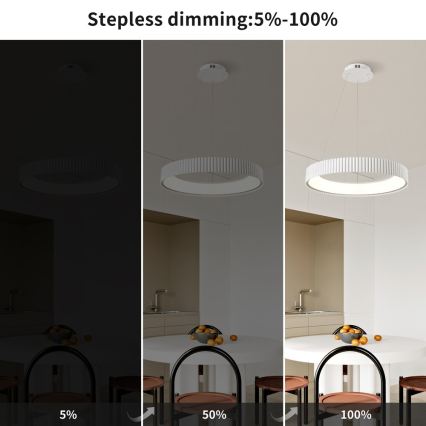 BRILAGI - Himennettävä riippuvalaisin vaijerilla FALCON MODERN LED/54W/230V 3000-6000K halkaisija 60 cm valkoinen + kaukosäädin