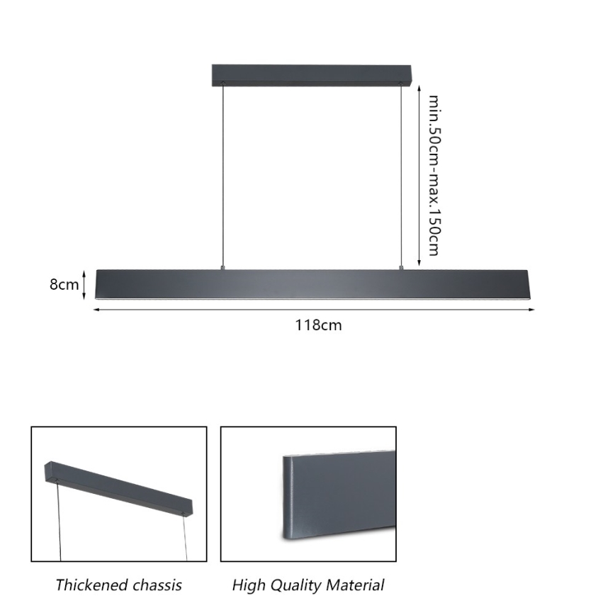 Brilagi - Himmennettävä LED-kattokruunu johdossa SLIMLINE LED/40W/230V 3000-6000K antrasiitti + kauko-ohjaus