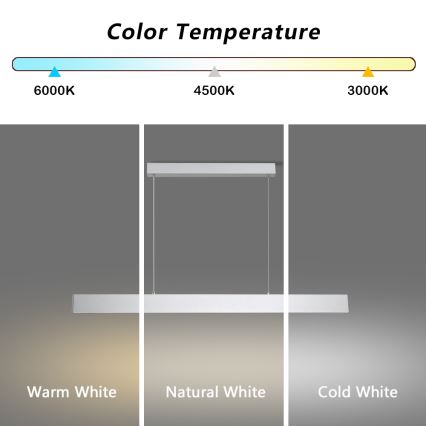 Brilagi - Himmennettävä LED-kattokruunu johdossa SLIMLINE LED/40W/230V 3000-6000K hopea + kauko-ohjaus
