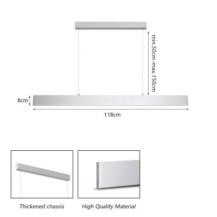 Brilagi - Himmennettävä LED-kattokruunu johdossa SLIMLINE LED/40W/230V 3000-6000K hopea + kauko-ohjaus