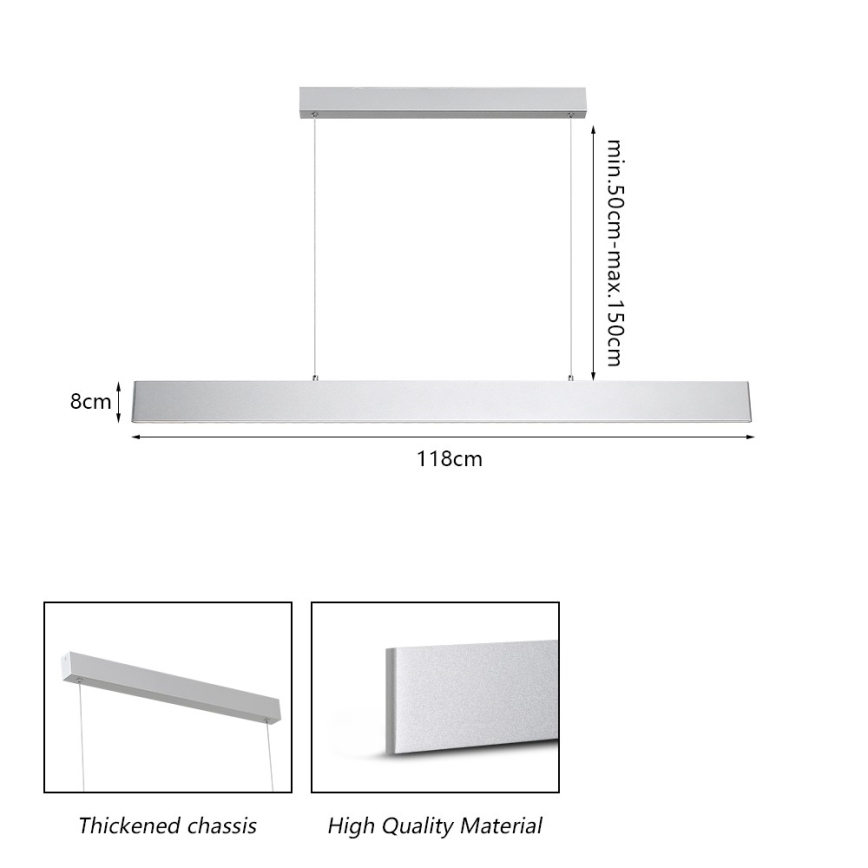 Brilagi - Himmennettävä LED-kattokruunu johdossa SLIMLINE LED/40W/230V 3000-6000K hopea + kauko-ohjaus