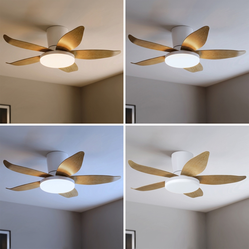Brilagi - himmennettävä LED-kattotuuletin LED/32W/230V 3000-6500K Ø 95 cm valkoinen/ruskea + kaukosäädin