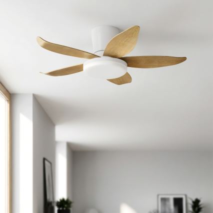 Brilagi - himmennettävä LED-kattotuuletin LED/32W/230V 3000-6500K Ø 95 cm valkoinen/ruskea + kaukosäädin