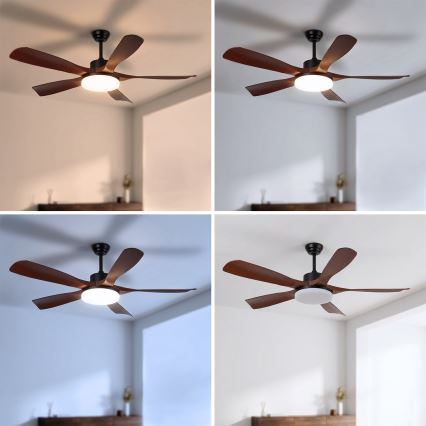 Brilagi - LED himmennettävä kattotuuletin LED/34W/230V 132 cm musta/ruskea + kaukosäädin