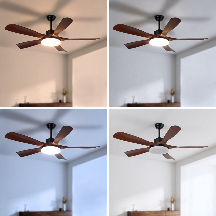 Brilagi - LED himmennettävä kattotuuletin LED/34W/230V 132 cm musta/ruskea + kaukosäädin