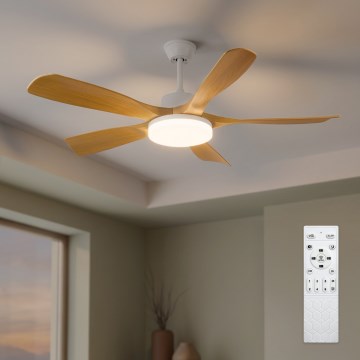 Brilagi - Himmennettävä LED-kattotuuletin LED/34W/230V 3000–6500K halkaisija 132 cm valkoinen/ruskea + kaukosäädin