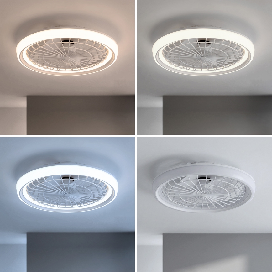 Brilagi - himmennettävä LED-kattotuuletin 40 W / 230 V 3000–6500 K Ø 48 cm, valkoinen + kaukosäädin