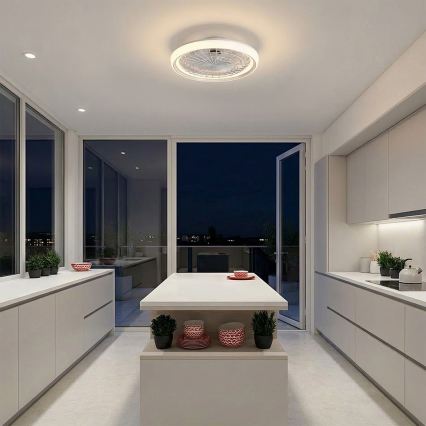 Brilagi - himmennettävä LED-kattotuuletin 40 W / 230 V 3000–6500 K Ø 48 cm, valkoinen + kaukosäädin