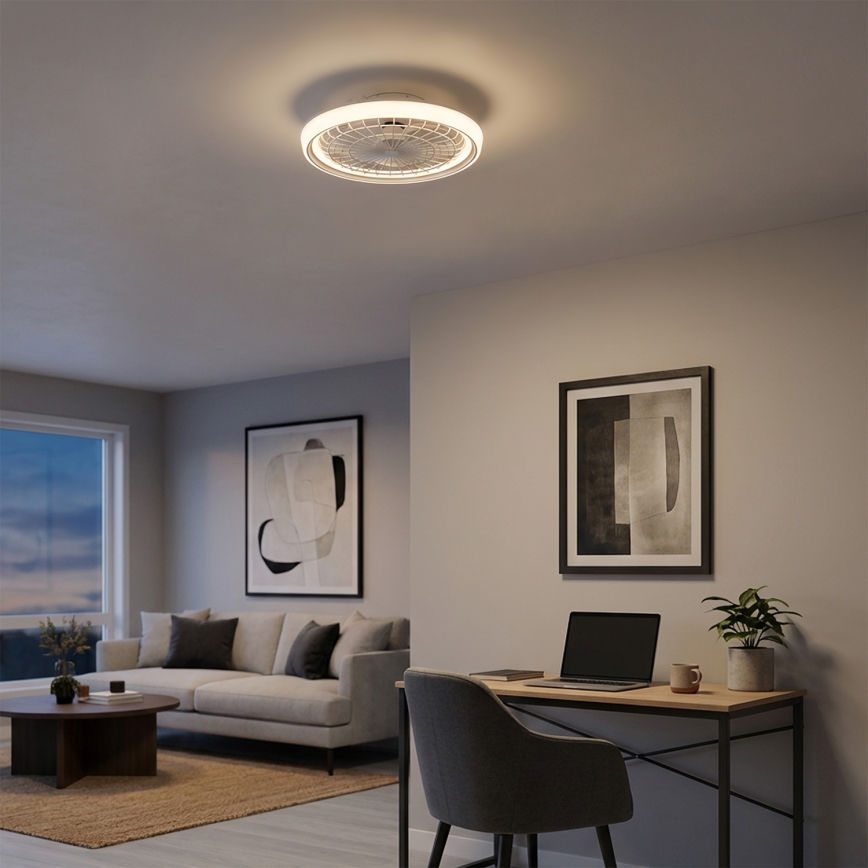 Brilagi - himmennettävä LED-kattotuuletin 40 W / 230 V 3000–6500 K Ø 48 cm, valkoinen + kaukosäädin