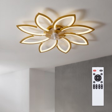 Brilagi - Himmennettävä LED-kattotuuletin LED/43W/230V halkaisija 90 cm kulta + kaukosäädin