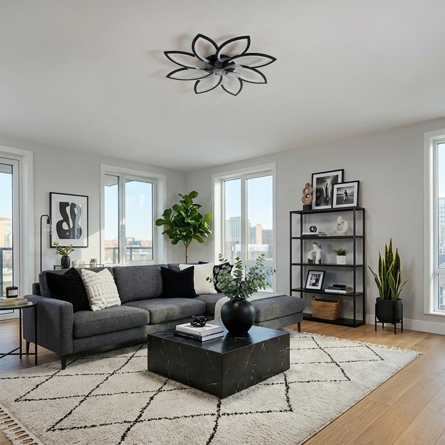 Brilagi - himmennettävä LED-kattotuuletin LED/43W/230V halkaisija 90 cm musta + kaukosäädin