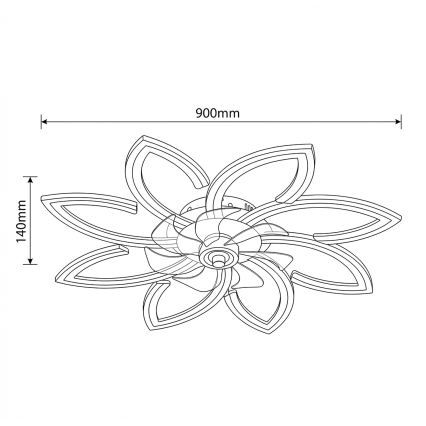 Brilagi - himmennettävä LED-kattotuuletin LED/43W/230V halkaisija 90 cm musta + kaukosäädin