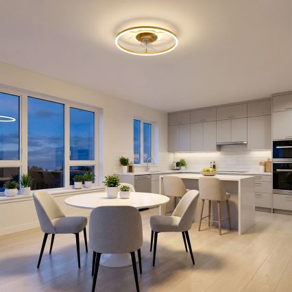 Brilagi - himmennettävä LED-kattotuuletin LED/66W/230V 3000-6500K halkaisija 55 cm valkoinen/kultainen + kaukosäädin