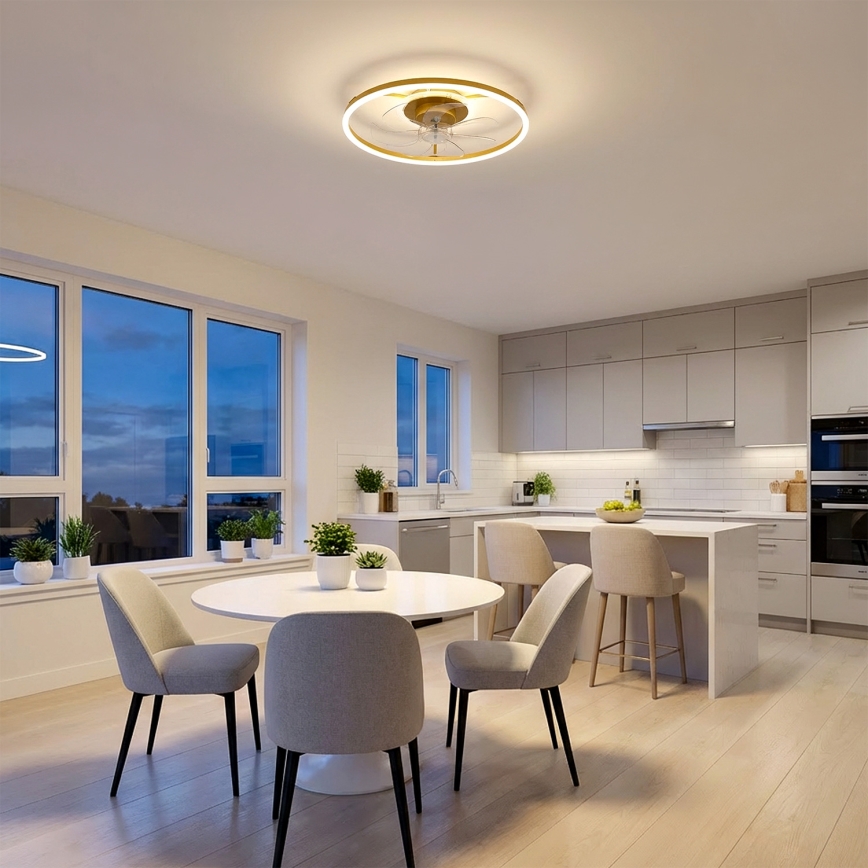 Brilagi - himmennettävä LED-kattotuuletin LED/66W/230V 3000-6500K halkaisija 55 cm valkoinen/kultainen + kaukosäädin