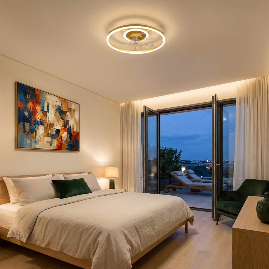 Brilagi - himmennettävä LED-kattotuuletin LED/66W/230V 3000-6500K halkaisija 55 cm valkoinen/kultainen + kaukosäädin
