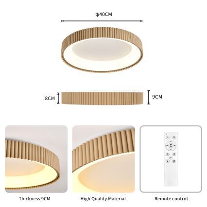 Brilagi - LED-himennettävä kattovalaisin FALCON MODERN LED/30W/230V 3000-6500K halkaisija 40 cm beige + kaukosäädin