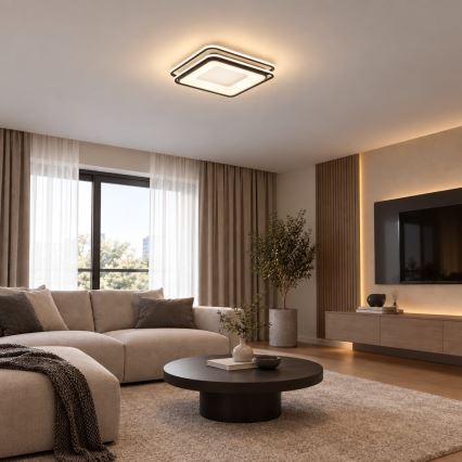 BRILAGI - LED-himmennettävä kattovalaisin FLARE LED/102W/230V 3000-6000K 50x50 cm musta + kaukosäädin