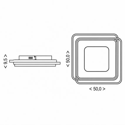 BRILAGI - LED-himmennettävä kattovalaisin FLARE LED/102W/230V 3000-6000K 50x50 cm musta + kaukosäädin