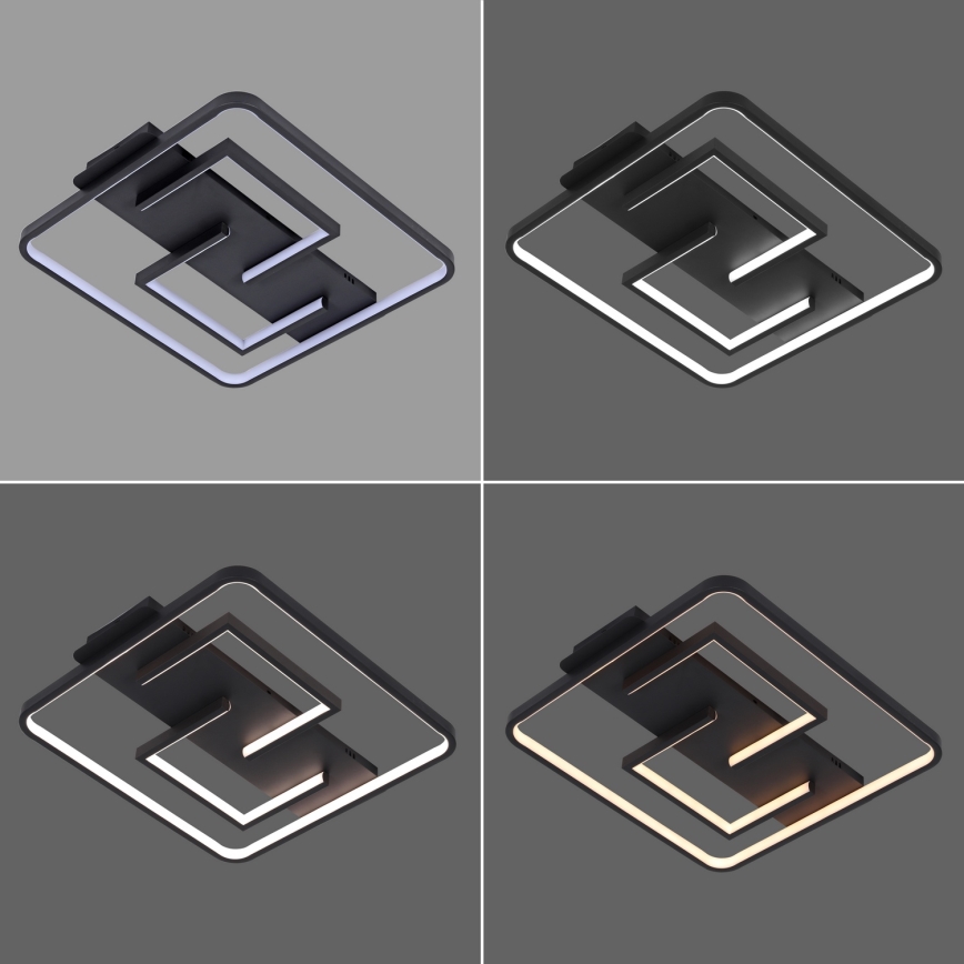 Brilagi - FLARE himmennettävä LED-kattovalaisin LED/34W/230V 3000-6000K 48x48 cm musta + kaukosäädin