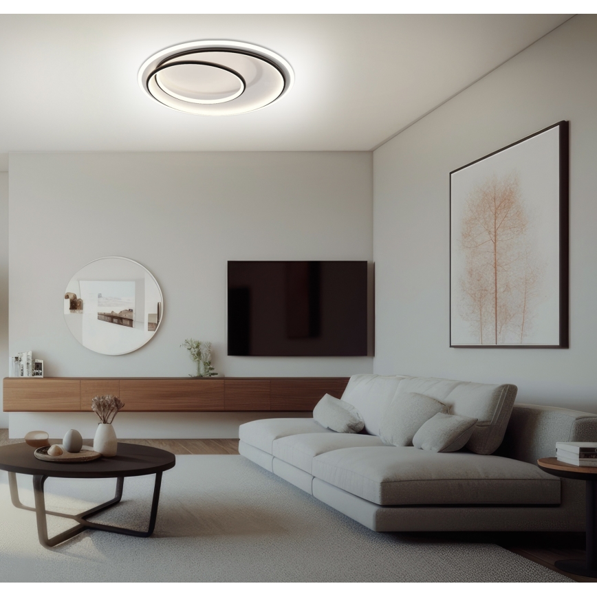Brilagi - LED Himmennettävä kattovalaisin FLARE LED/38W/230V 3000-6000K halkaisija 48 cm musta/valkoinen + kaukosäädin