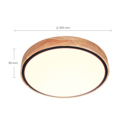 Brilagi - himmennettävä LED-kattovalaisin GLORIA LED/48W/230V 3000-6500K tammi, halkaisija 40 cm + kaukosäädin