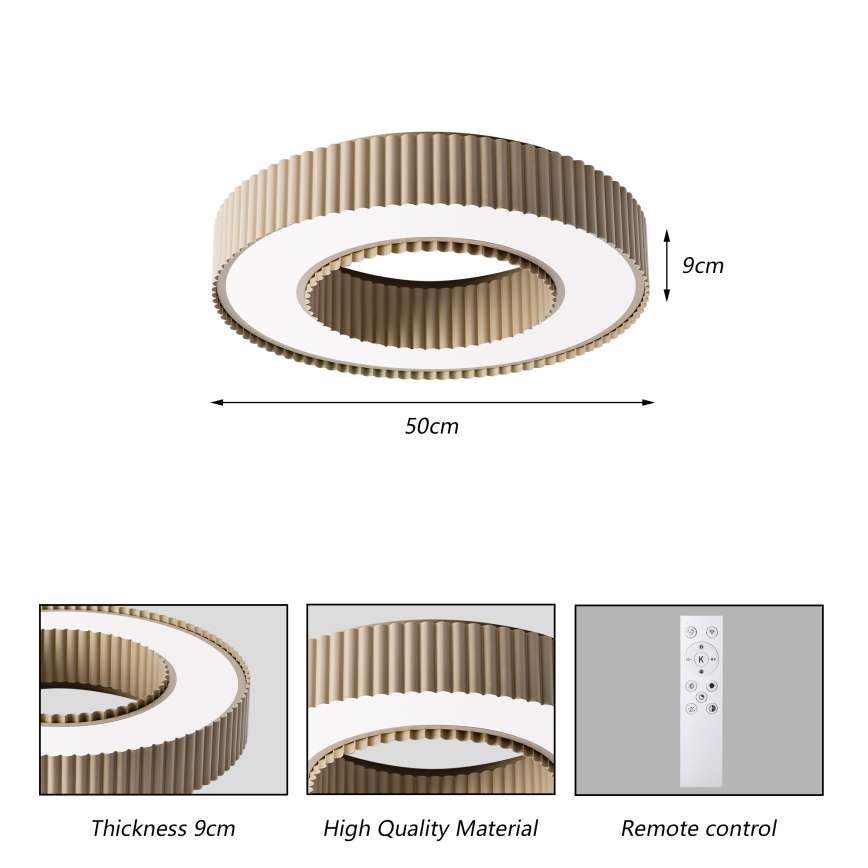 Brilagi - Himmennettävä LED-kattovalaisin LUMIX LED/48W/230V 3000-6000K beige halkaisija 50 cm + kaukosäädin