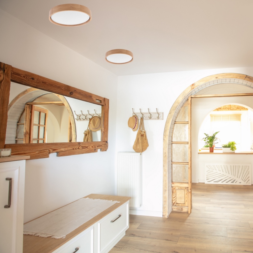 Brilagi - MANAROLA himmennettävä LED-kattovalaisin LED/24W/230V halkaisija 42 cm 3000-6500K tammi + kaukosäädin