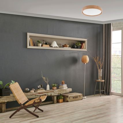 Brilagi - MANAROLA himmennettävä LED-kattovalaisin LED/24W/230V halkaisija 42 cm 3000-6500K tammi + kaukosäädin