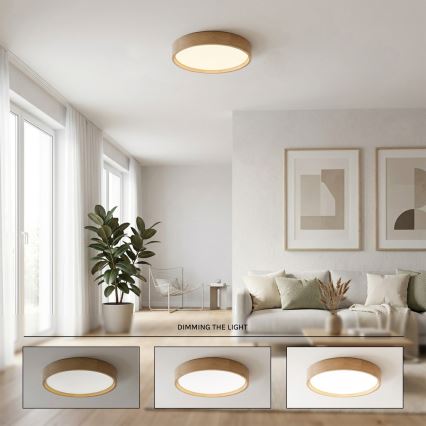 Brilagi - LED-himmennettävä kattovalaisin MANAROLA SMART LED/24W/230V 3000-6000K Wi-Fi Tuya Beacon halkaisija 41 cm tammi + kaukosäädin