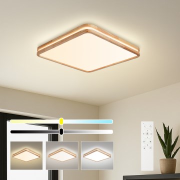 BRILAGI - Himmennettävä LED-kattovalaisin MOLINA SQUARE LED/80W/230V 3000-6000K tammi 60x60 cm + kaukosäädin