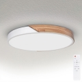 Brilagi - himmennettävä LED-kattovalaisin PILANA LED/60W/230V 3000-6500K tammi/valkoinen, halkaisija 60 cm + kaukosäädin