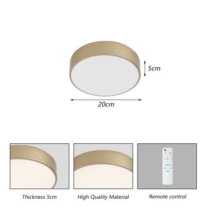 BRILAGI - himmennettävä LED-kattovalaisin POOL LED/24W/230V 3000–6000K Ø 20 cm kullanvärinen + kaukosäädin