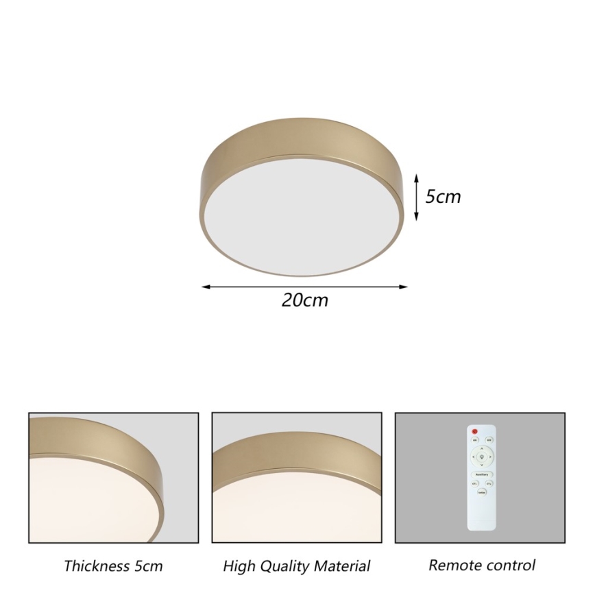 BRILAGI - himmennettävä LED-kattovalaisin POOL LED/24W/230V 3000–6000K Ø 20 cm kullanvärinen + kaukosäädin
