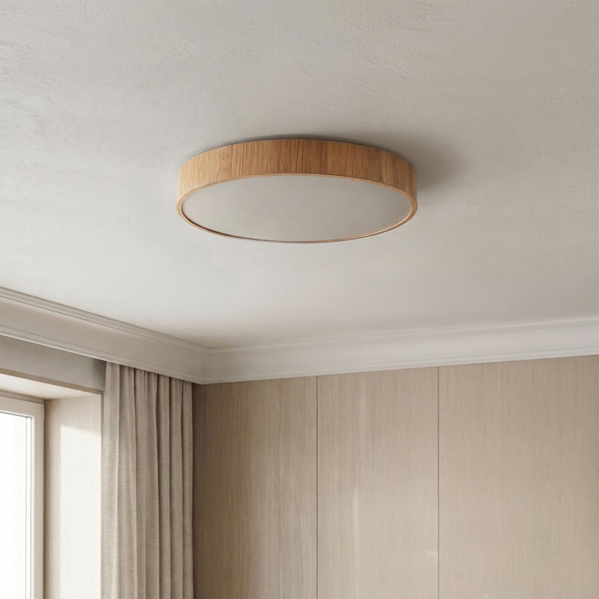 Brilagi - himmennettävä LED-kattovalaisin POOL LED/36W/230V 3000-6000K halkaisija 30 cm puukuosi + kaukosäädin