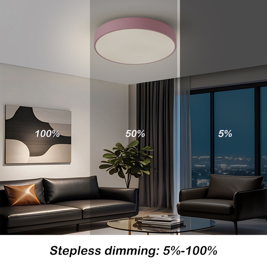 Brilagi - himmennettävä LED-kattovalaisin POOL LED/48W/230V 3000-6000K Ø 40 cm vaaleanpunainen + kaukosäädin