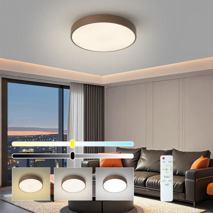 Brilagi - himmennettävä LED-kattovalaisin POOL LED/48W/230V 3000-6000K Ø 40 cm ruskea + kaukosäädin