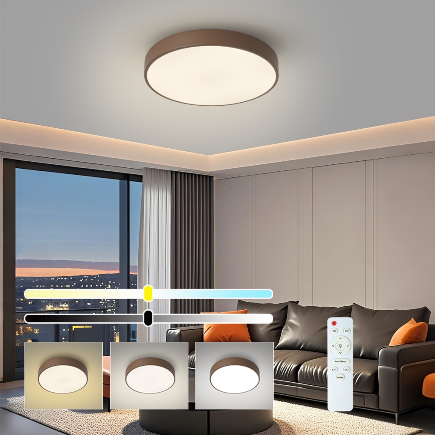 Brilagi - himmennettävä LED-kattovalaisin POOL LED/48W/230V 3000-6000K Ø 40 cm ruskea + kaukosäädin