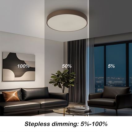 Brilagi - himmennettävä LED-kattovalaisin POOL LED/48W/230V 3000-6000K Ø 40 cm ruskea + kaukosäädin