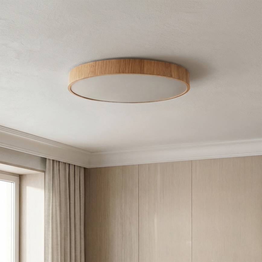 Brilagi - himmennettävä LED-kattovalaisin POOL LED/50W/230V 3000–6000K halkaisija 40 cm puukuosi + kaukosäädin