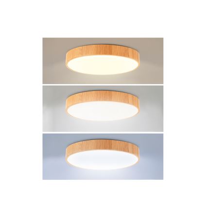 Brilagi - himmennettävä LED-kattovalaisin POOL LED/50W/230V 3000–6000K halkaisija 40 cm puukuosi + kaukosäädin