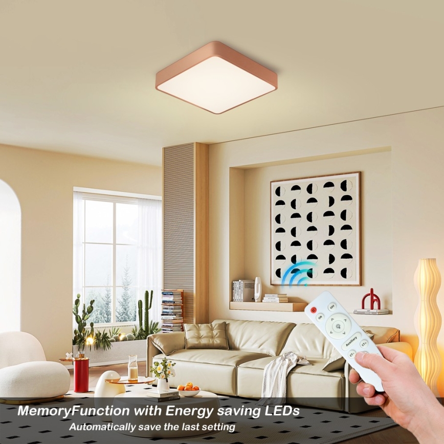 BRILAGI - LED Himmennettävä kattovalaisin POOL SQUARE LED/48W/230V 3000-6000K 50x50 cm pronssinvärinen + kaukosäädin