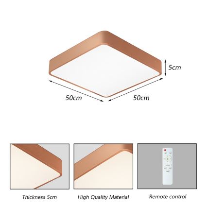BRILAGI - LED Himmennettävä kattovalaisin POOL SQUARE LED/48W/230V 3000-6000K 50x50 cm pronssinvärinen + kaukosäädin