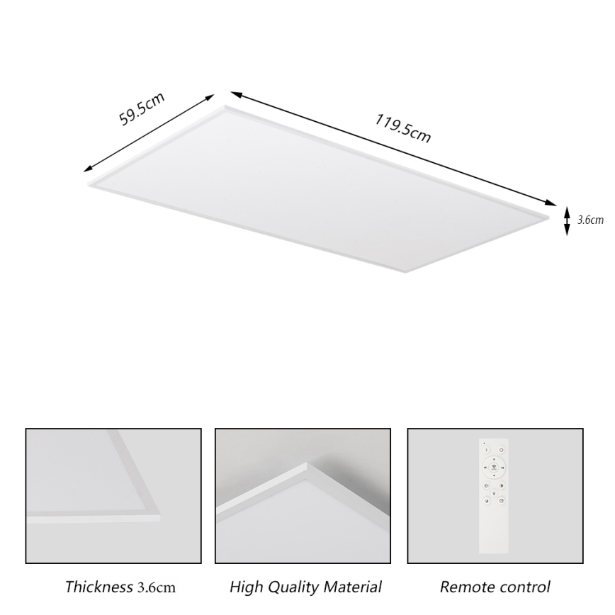 Brilagi - LED himmennettävä kattovalaisin SLIMFRAME LED/80W/230V 120x60 cm 3000-6000K valkoinen + kaukosäädin