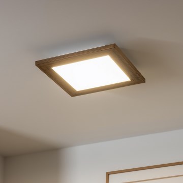 Brilagi - Himmennettävä LED-kattovalaisin SLIMFRAME WOOD LED/25W/230V 34x34 cm 3000-6000K ruskea + kauko-ohjaus